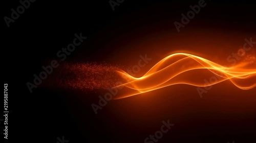 Abstract Orange Light Wave Glowing Dark Background Flowing Energy Motion