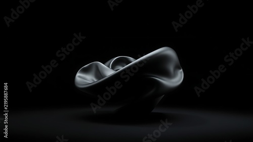 Smooth metallic sculpture with flowing curves abstract black