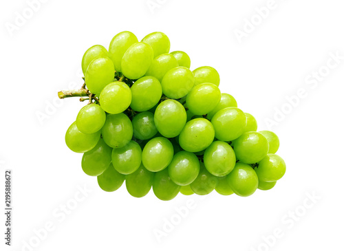 Green grape bunche isolated on a white background.