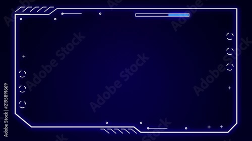 Futuristic sci-fi HUD frame interface loop with glowing neon blue cyber border for streaming and gaming