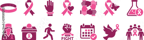 Raising awareness and supporting research a collection of vector illustrations for breast cancer awareness month promoting hope and early detection