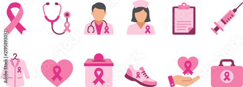 A vibrant vector illustration promoting breast cancer awareness month emphasizing hope support and the importance of early detection for women's health