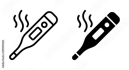 Digital Thermometer Icons, Medical Device Vector Graphics, Health Monitoring Symbols, Illness Detection