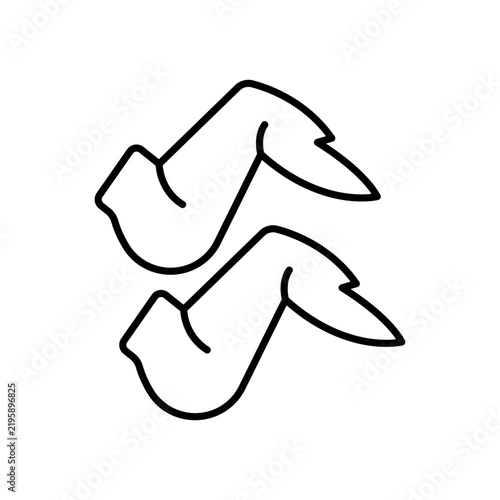 Chicken Wings Barbecue Fried Poultry Outline Vector Icon