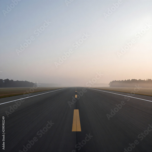 A tarmac view at the fog