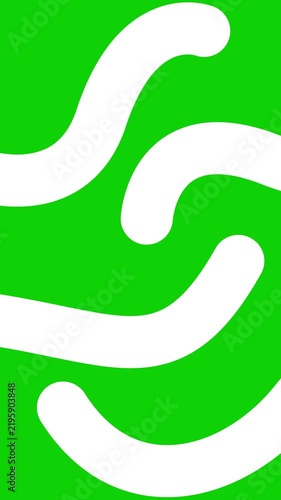 Animated white decorative wavy lines is drawn. Linear vertical background.  Looped video. Vector illustration isolated on black background.