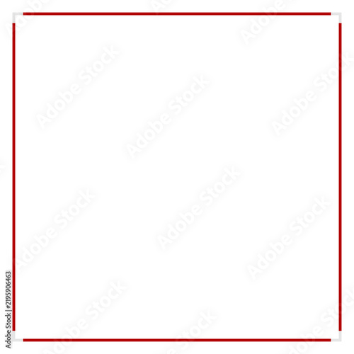 Square red border frame design element with thin lines isolated on a white background transparent background