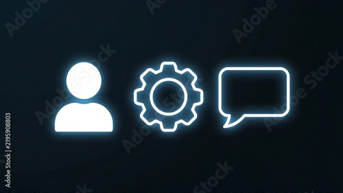 Neon Blue UI Icons Animation