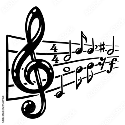 Obraz na płótnie Musical staff with treble clef and notes