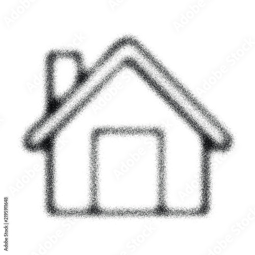 House silhouette with grainy texture against a white background
