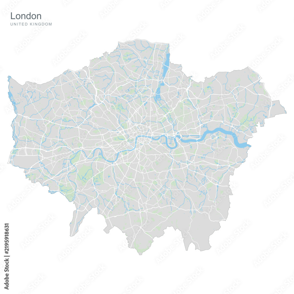 Obraz premium Detailed Map of London, United Kingdom - Vector Illustration