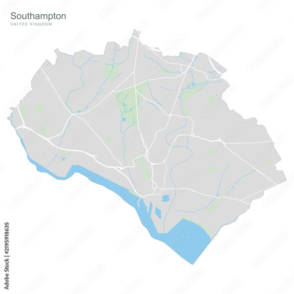 Fototapeta premium Southampton City Map - United Kingdom