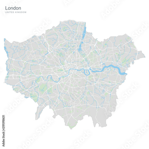 Detailed Map of London, United Kingdom - Vector Illustration