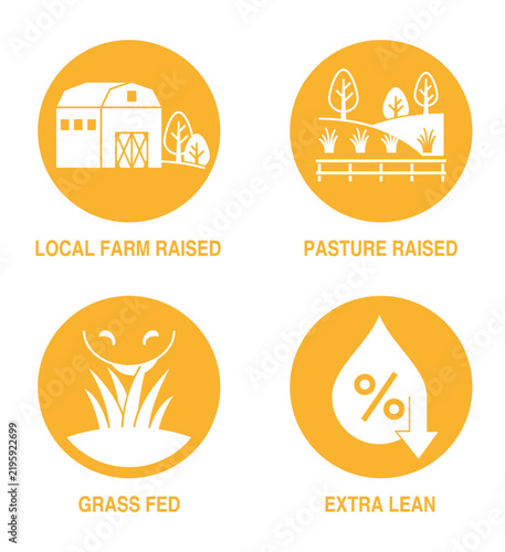 Meat Labeling Icons - Farm Raised and Grass Fed