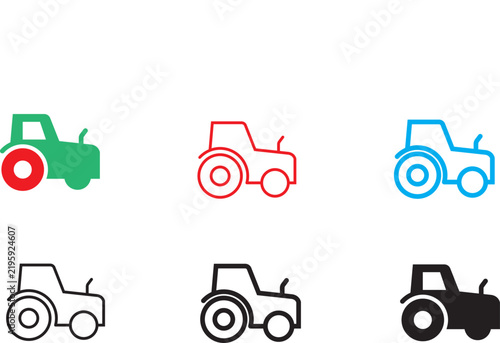 Tractor icon set isolated on white background. Agricultural vehicle vector illustration.
