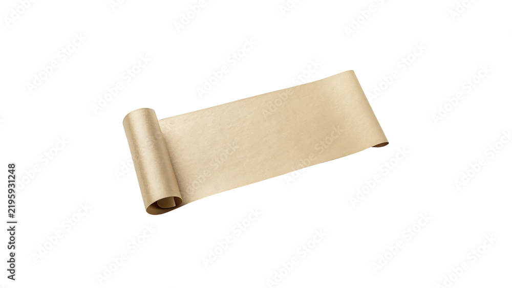 Obraz premium Rolled ancient vintage parchment document scroll isolated on transparent background.