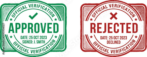 Approved and Rejected Official Verification Rubber Stamp Set Vector