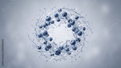 Obraz na plátne Blueberry water splash antioxidant fresh healthy fruit floating juicy natural is