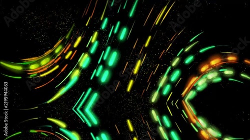 Abstract Neon Light Trails in Motion: Futuristic Digital Cyber Background