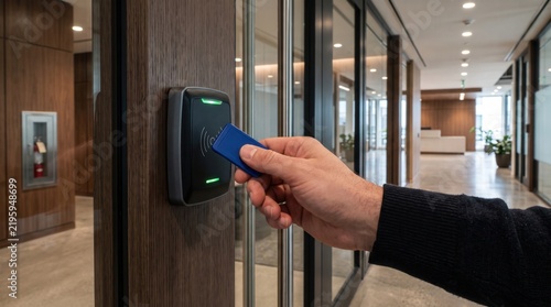 Obraz na płótnie Access control system in modern office environment with keycard use
