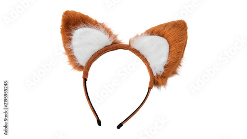 Obraz na płótnie Cute plush fluffy animal ears headband costume prop accessory isolated on transparent background