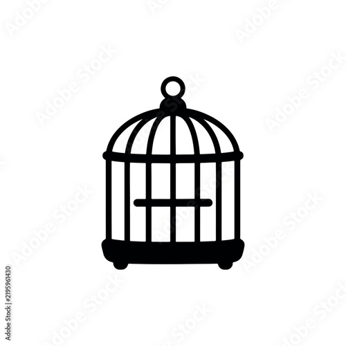 Birdcage silhouette icon vector illustration on white background.