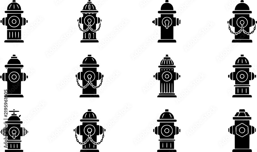 Obraz premium set of fire hydrant vector, vector and illustration, vector style 