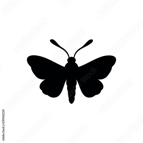 Moth insect silhouette icon vector illustration on white background.