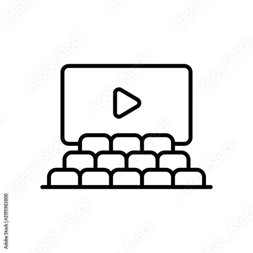 Cinema Hall Theater Chairs Seats Outline Vector Icon