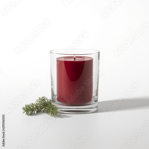 Minimal Red Christmas Candle in Glass Holder
