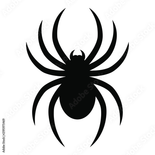 Fotografía Black widow spider top view with arched pointed legs vector silhouette clipart i