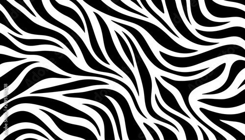 Black and White Flowing Abstract Stripes with Twisted Organic Wavy Lines