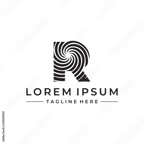 simple and modern R logo design template elements