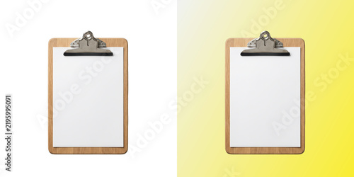 Fotografía Clipboard with blank white paper sheet for notes and planning
