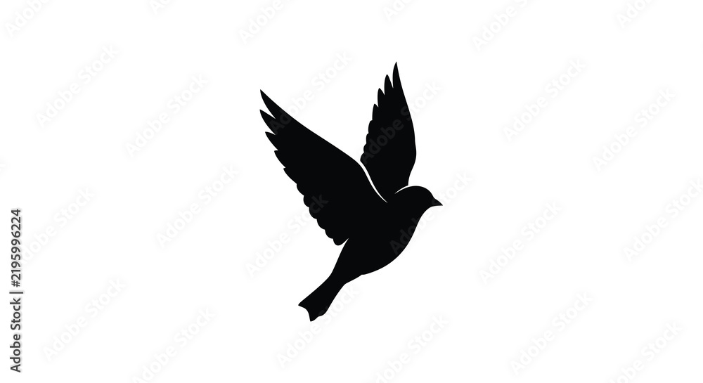 Obraz premium A flying bird depicted as a black silhouette