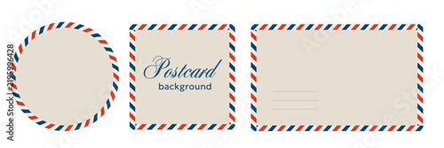 Cuadro en lienzo Postcard frame with decorative airmail striped pattern ornament