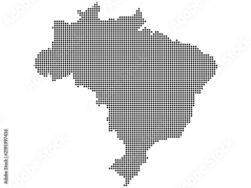 Dotted map of brazil with black points representing national geography on transparent background