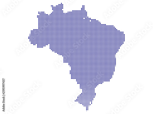 Brazil map dotted shape outline for infographic design element on transparent background