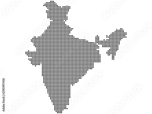 Dotted map of india with states and union territories, halftone style geographic illustration