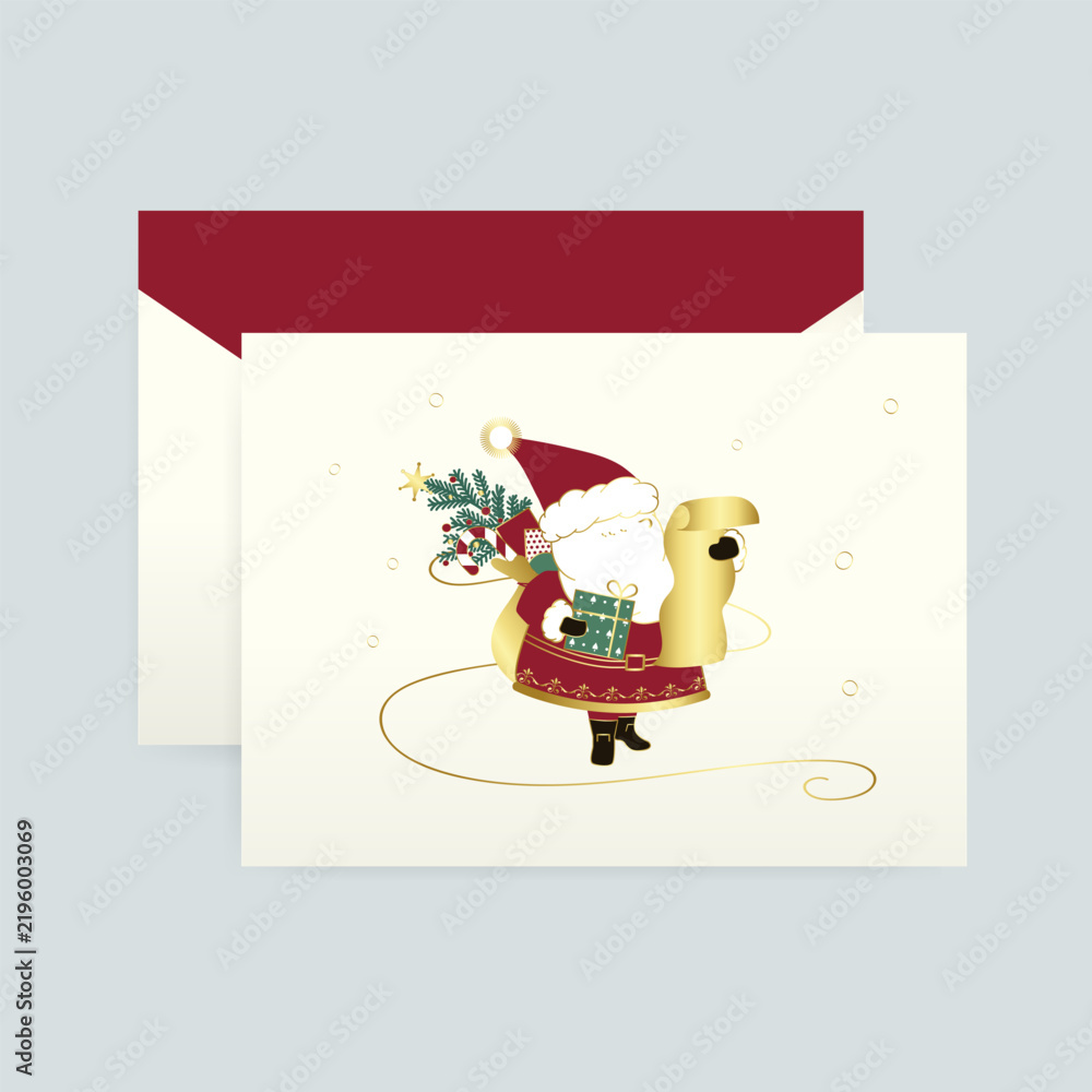 Naklejka premium Santa Claus on a Christmas card vector