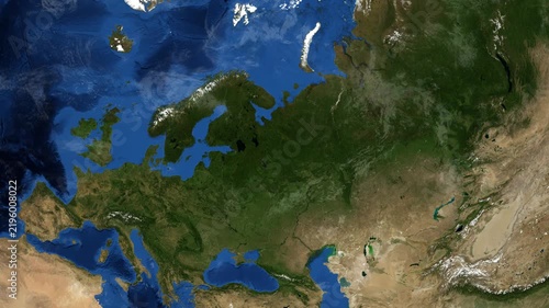 Cinematic 3D Earth Globe Orbital Zoom into Vologda Region, Russia Borders