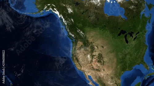 Cinematic 3D Earth Globe Orbital Zoom into Washington, United States Borders