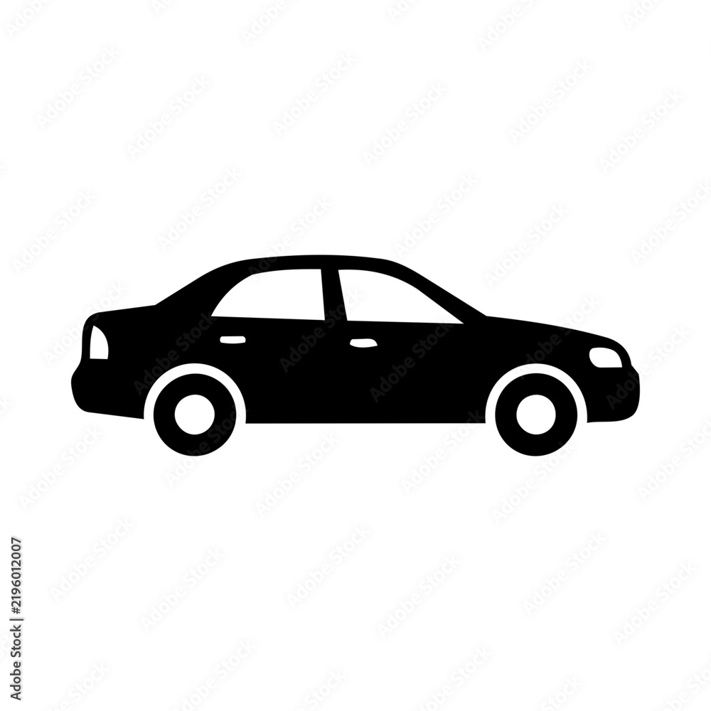 Obraz premium Black Car Silhouette Icon Isolated on White Background