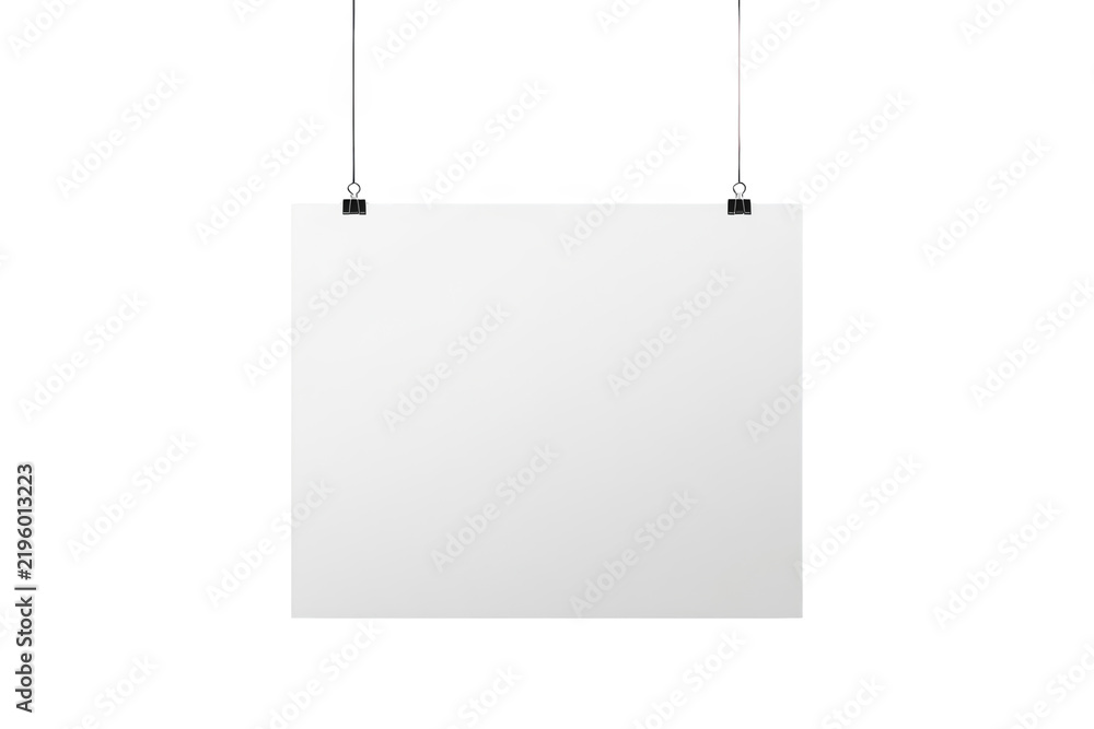 Fototapeta premium Blank hanging paper sign mockup presented as a polished cutout