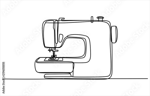 Continuous single line drawing of a sewing machine