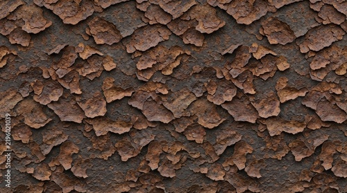 Rough rusty metal texture with peeling cracked surface