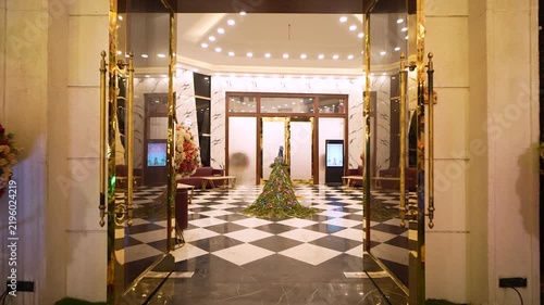 Decorated wedding venue lobby with floral arrangements in Ghaziabad India
