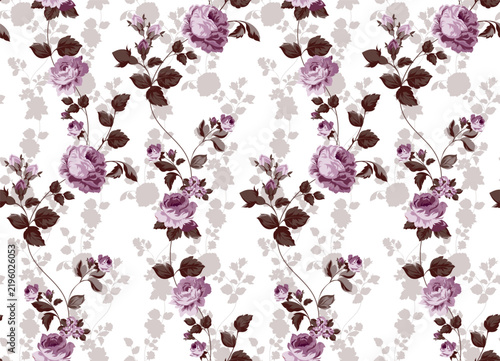 Hand draw rose pattern in vector. Seamless floral pattern design