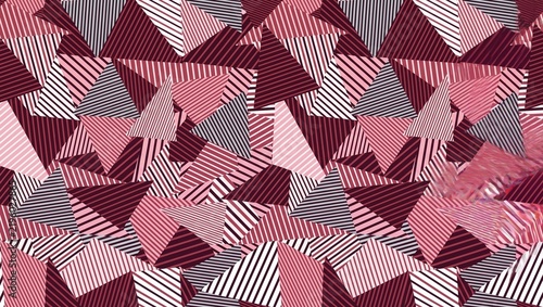 Abstract Geometric Triangle Seamless Pattern With Striped Burgundy Patchwork Mosaic