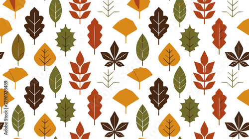 фотографія Seamless Pattern of Flat Minimalist Autumn Leaves on a Light Neutral Background